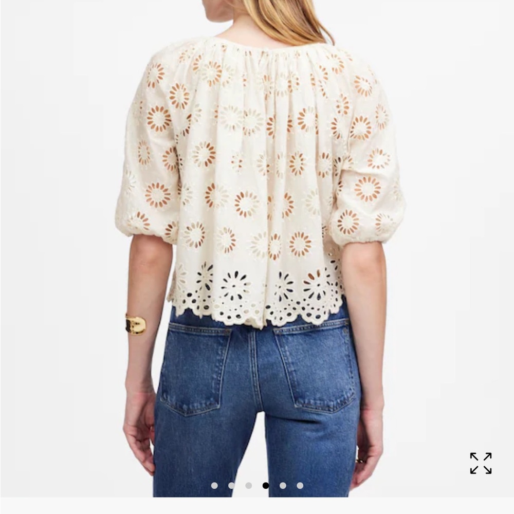 Madewell Embroidered Shirred Puff-Sleeve Top - Picture 2 of 12